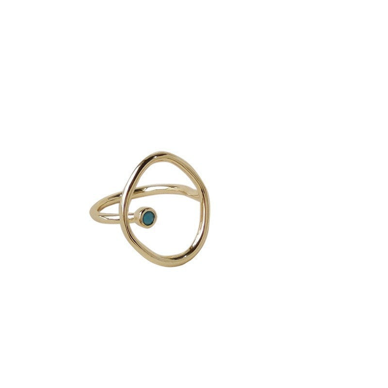 French Retro Blue Adjustable Ring