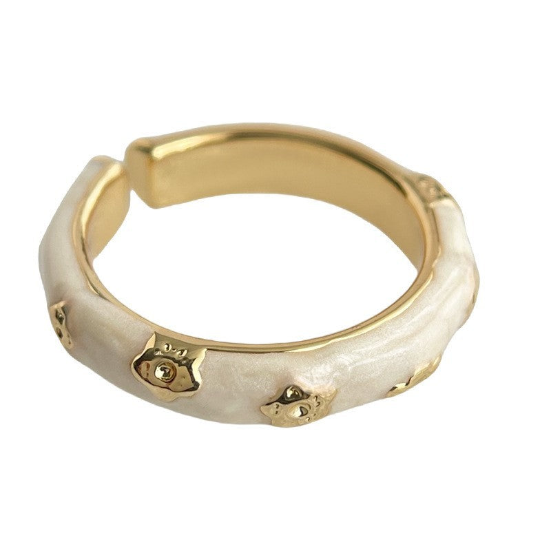 Enamel Oil Drop Adjustable Open Ring