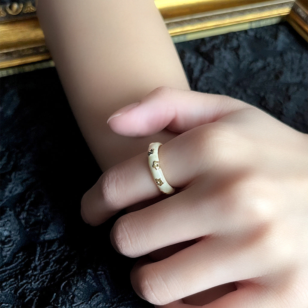 Enamel Oil Drop Adjustable Open Ring